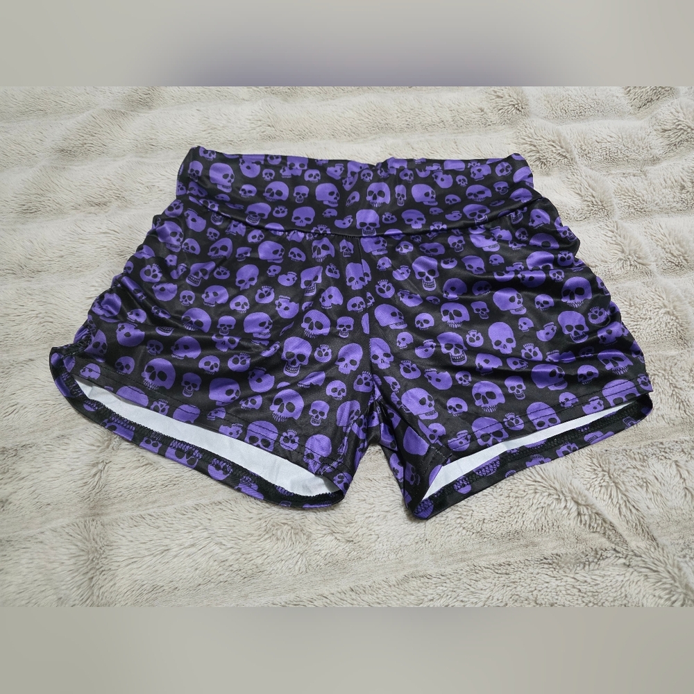 SHEIN Purple Skull Pattern High Waist Shorts